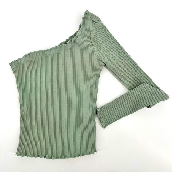 superdown Sandra One Shoulder Top Sage Green Size XS - Picture 5 of 13